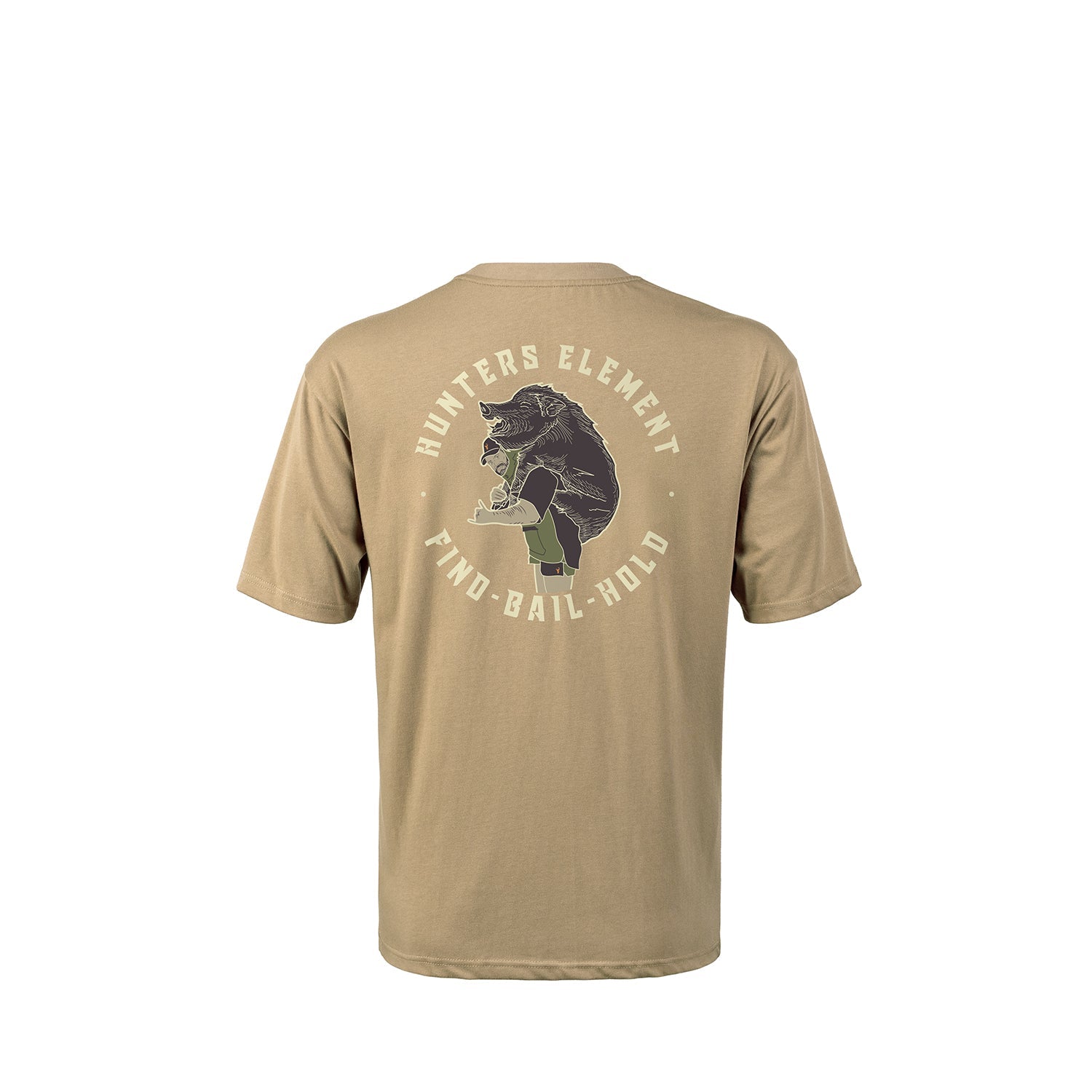 Mens Tussock cotton t shirt nz with pig hunting graphic back