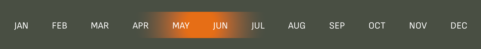 Calendar month labels from January to December on a dark background with May and June highlighted.