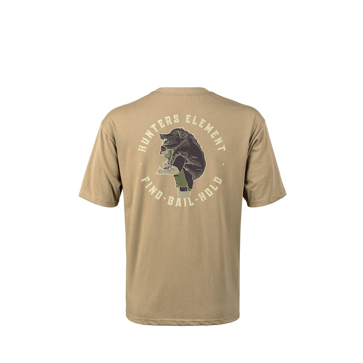Mens Tussock cotton t shirt nz with pig hunting graphic back