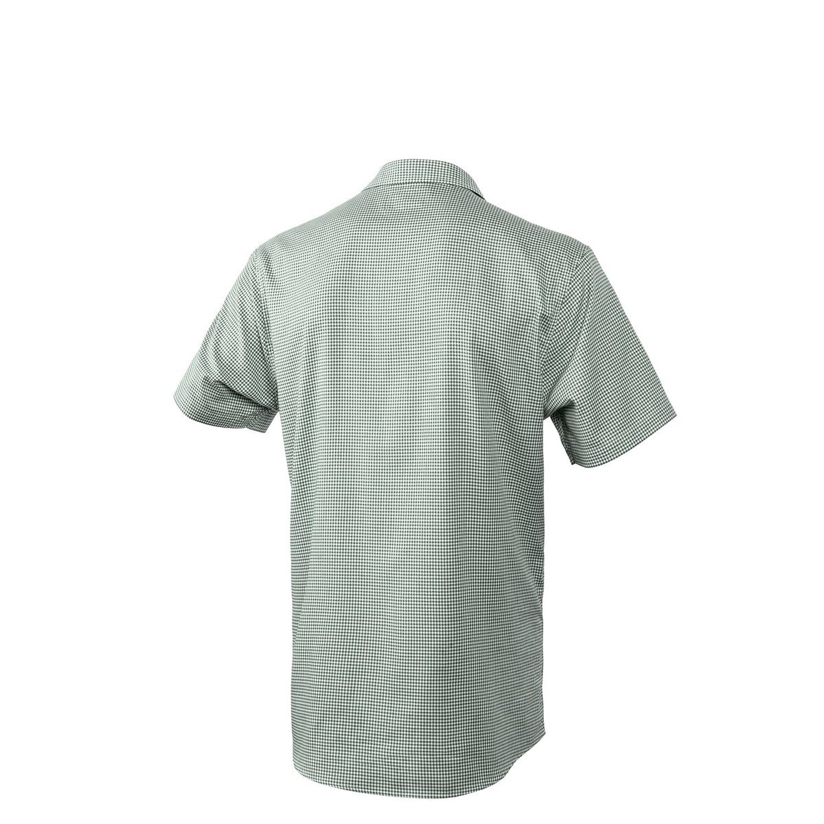 Mens green white plaid cotton rural work button shirt back